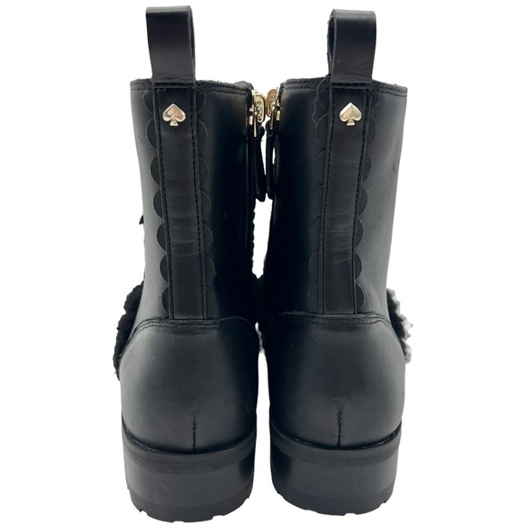 New Kate Spade Combat Boot Leather Faux Fur Lug Sole Style Raquelle - Picture 3 of 9